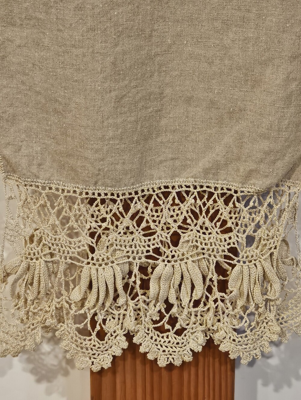 Linen Table Runner with Crochet Fringe